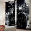 Motorcycle Rider Curtains 2pcs   Skull Mist Design Extreme Sport Theme Polyester Machine Washable for Bedroom Living Room Decor