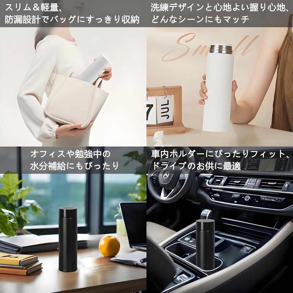 IOLOYU 500ml Thermos Stainless Steel Water Bottle, Easy to Clean, Stylish Coffee Water Bottle, Lightweight, Large Capacity, Insulated, Slim, Direct