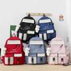 Zaino per la scuola media con ciondolo a forma di orso Zaino per il campus ad alta capacità Colore a contrasto Uomo Donna Zaino da 5 pezzi Borsa a tracolla Borsa a tracolla Astuccio