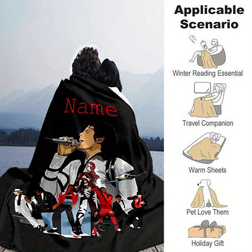 Michael Jackson Thriller Performance Flannel Blanket With Customizable Name Soft And Comfortable Shawl Blanket For All Seasons Suitable For Home