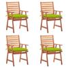 Outdoor Dining Chairs Set of 4 and Cushions Solid Acacia