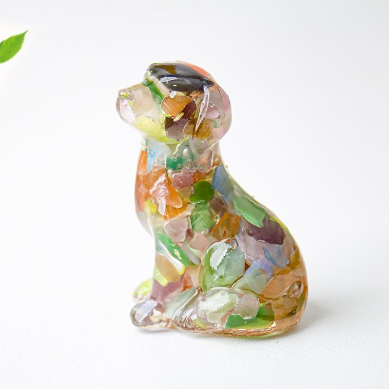 Resin Dog Figurine With Natural Crystal For Office Desk Decor And Home Gift