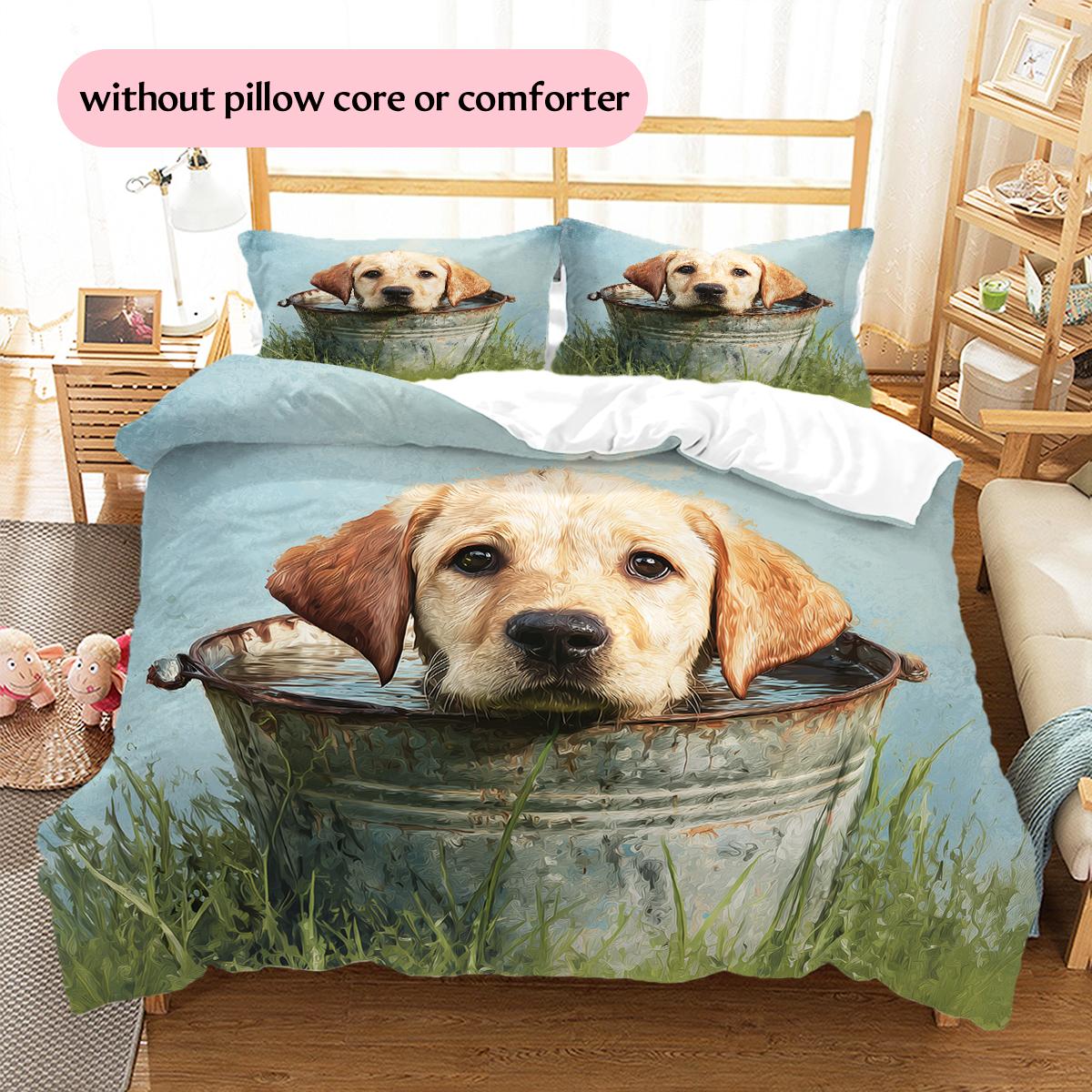 

Labrador and plants Pattern Bedding Home Decoration Birthday Gift (1 * duvet cover + 2 * pillowcase, without core) 135x200cm
