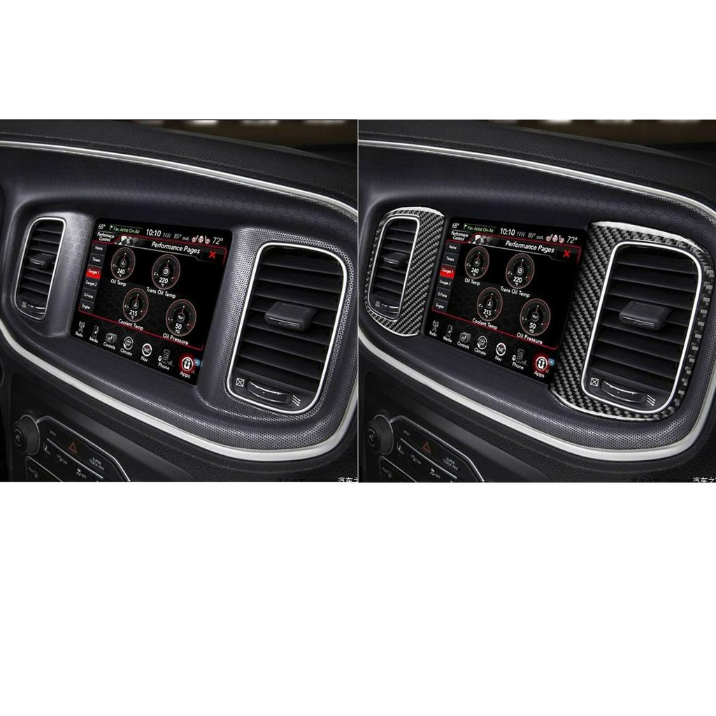 Carbon Fiber Middle Air Vent Outlet Frame Cover Trim For Dodge Charger 2015-