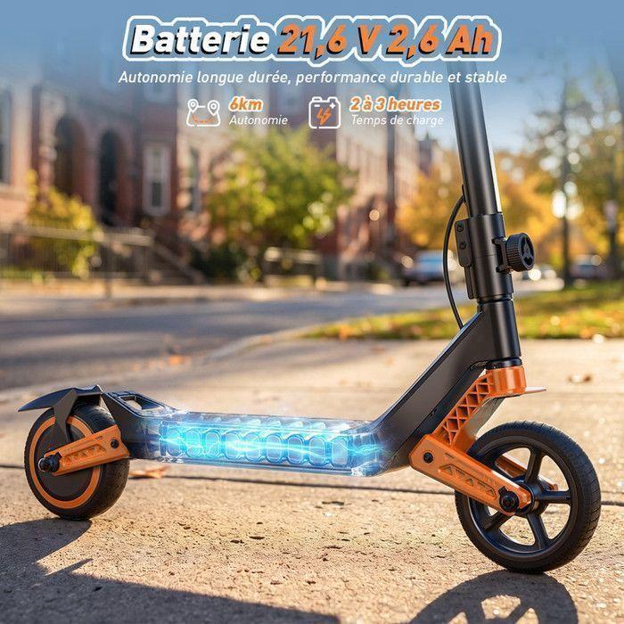 Children's Electric Scooter 6" AGILERIDE AT-B3O Orange, 3 Speeds, Adjustable Height, 150W, Multi-Colored LED, 6-12 Years, Bluetooth