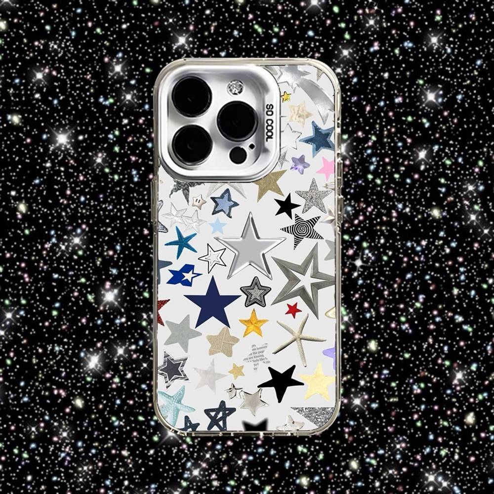 Y2k Star Phone Case For iPhone 16,15,14,13,12,11,Pro,XS,Max,Plus,Mini,SE White Candy Matte Shockproof Cover