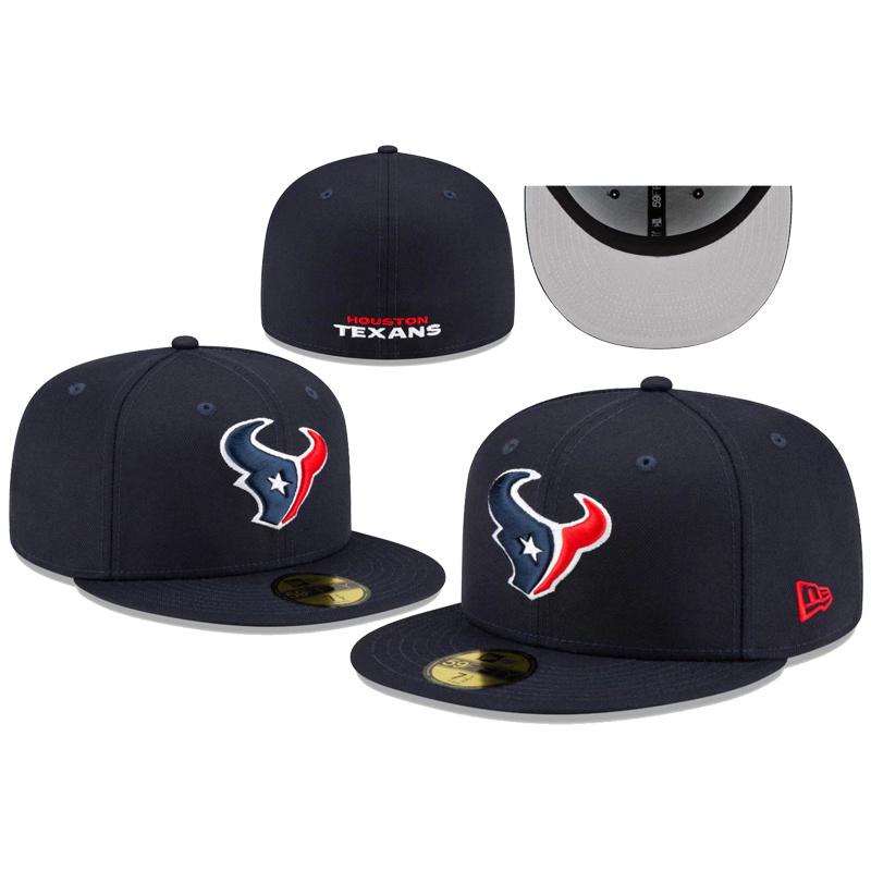 Houston Texans New Era 59FIFTY Fitted Hat, Navy Blue Flat Brim NFL Team Baseball Cap for Fans one size