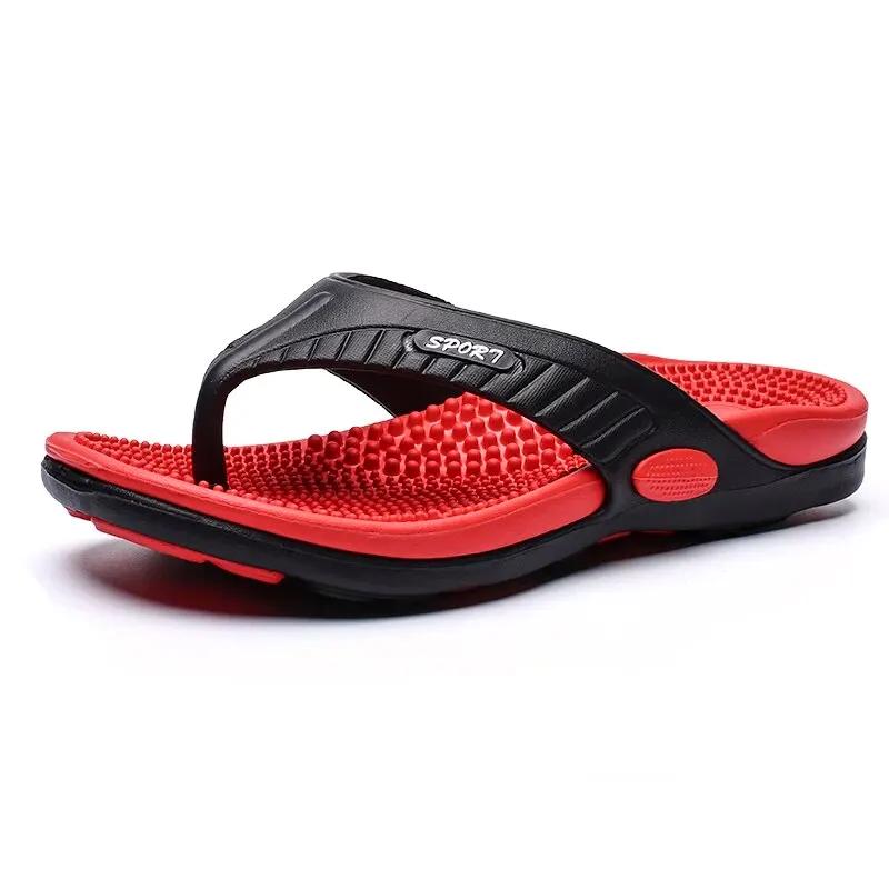 Fashion Summer Slippers Men Flip Flops Beach Sandals Non-slip Casual Flat Shoes Massage Indoor House Shoe For Men Outdoor Slides