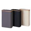 Collapsible Slim Laundry Hamper with Lid Bamboo Handles Removable Inner Bag Clothes Basket Bin Lightweight Foldable