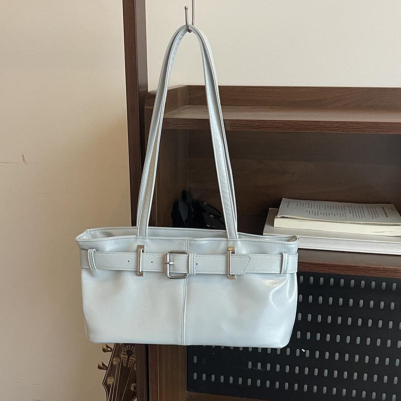 Chic Minimalist Solid Color Shoulder Bag New Retro Faux Leather Handbag Trendy Street Style Commuter Purse KTB