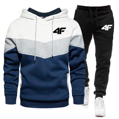 Fashion Men's High Quality Sportswear Hoodie + Pants Suit Male Casual Tricolor Hoodies Sweatshirt Set
