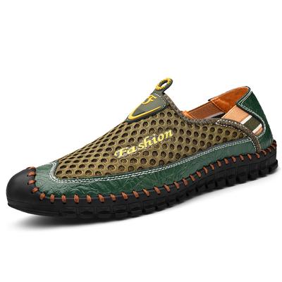 Summer Mens Large Size Fashion Men's Summer Leather Breathable Casual Driving Shoes Loafers Flat Sandals Sports Sandals