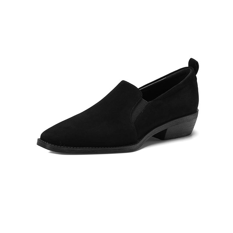 Krazing Pot Sheep Suede Round Toe Med Heels Summer Shoes Solid Big Size 42 Slip on Women Oxford Shoes Shallow Pumps