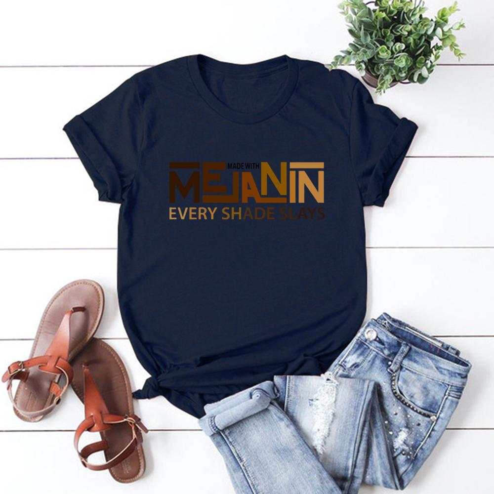 

Made with Melanin Every Shade Slays TShirt Melanin Shirt Black Queen Tees Black History Month shirts Short Sleeve Summer Tops 4XL
