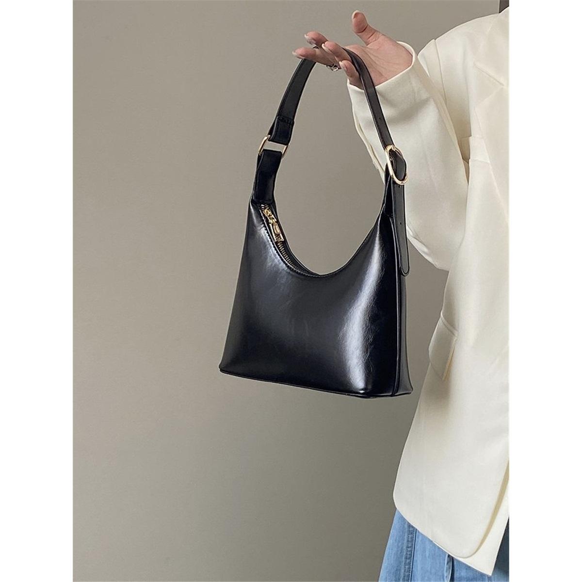 

Черная премиальная текстурная сумка подмышку нишевого дизайна, сумка через плечо, женская сумка-тоут