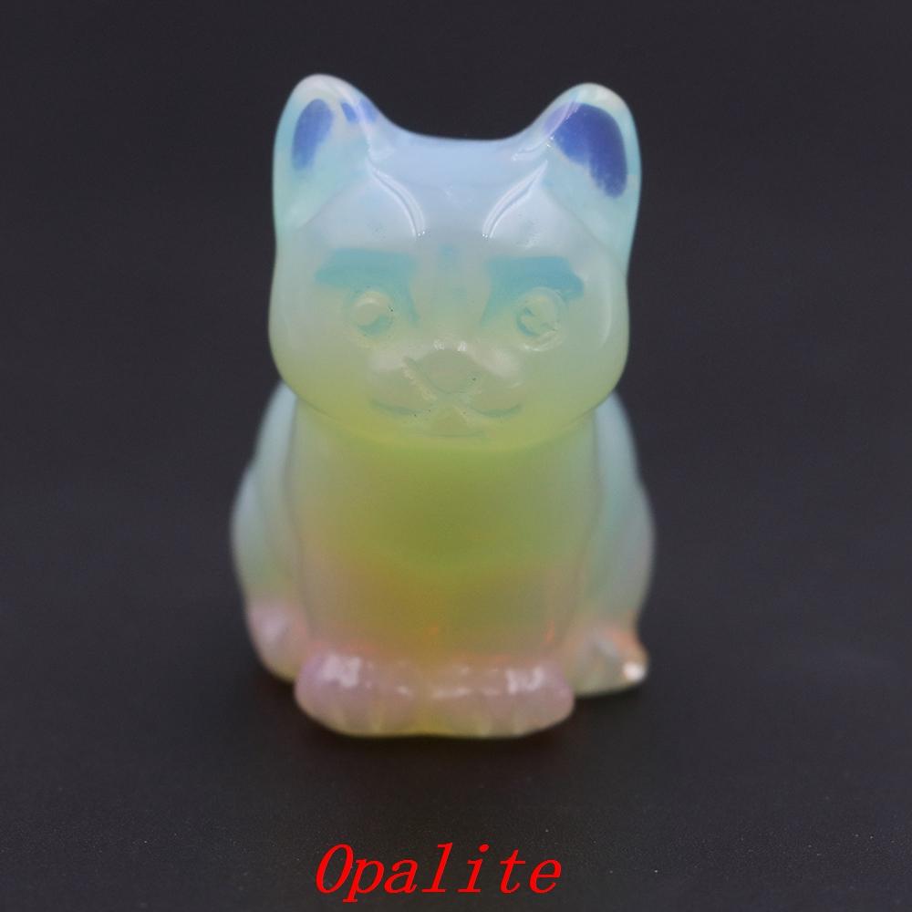 1.5" Various Crystal Energy Stones Carved Cats Rose Quartz Kitten Figurine Natural Gemstone Mini Sitting Cat Chakra Homome Decor