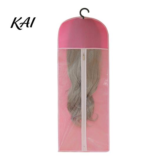 Breathable Wig Storage Holder Hanging Bag with Hook, Non-woven Fabric Dust-proof Home Hair Accessory Protector, Space Saving Portable Zipper Case for