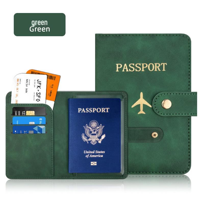 Hand-Stitched PU Leather Passport Holder with Buckle