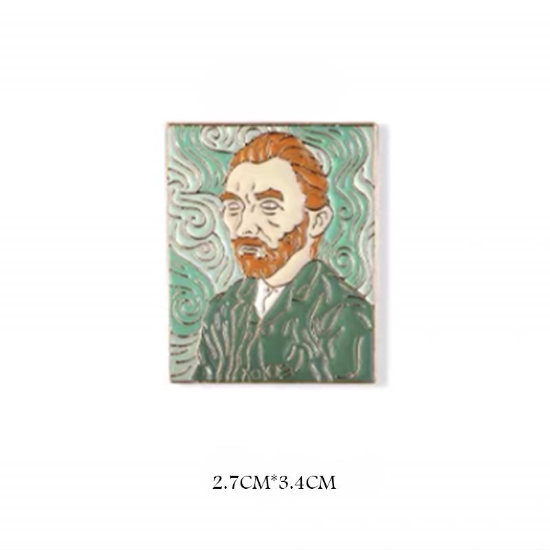 Broșă Desen Animat Noapte Înstelată Van Gogh - Pandantiv Pictură Abstractă Colorată pentru Studenți