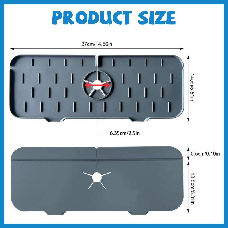 Kitchen Sink Silicone Splash Pad Drainage Waterstop Bathroom Guard Faucet Water Catcher Mat Quick Dry Tray