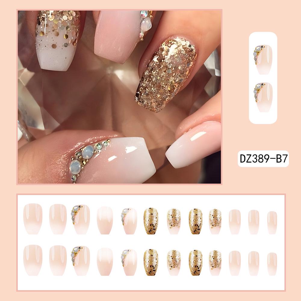 French Rhinestone Handmade Press-On Nail Tips