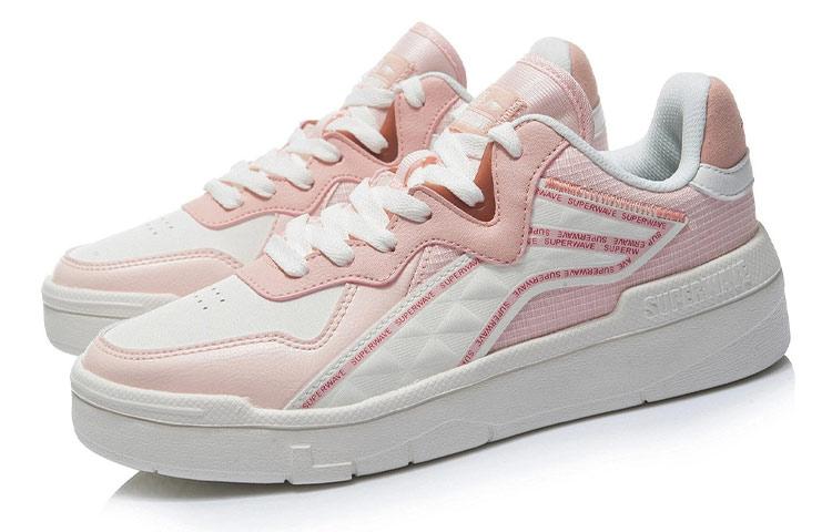Li Ning Wave Superwave Lite Slip Resistant Abrasion Resistant Low top Skateboard Shoes Women's Pink White AGCR156-2