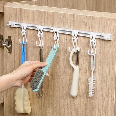 Plastic Long Row Hook Self-adhesive Cabinet Hook Multifunctional Track Row Hooks  Kitchen