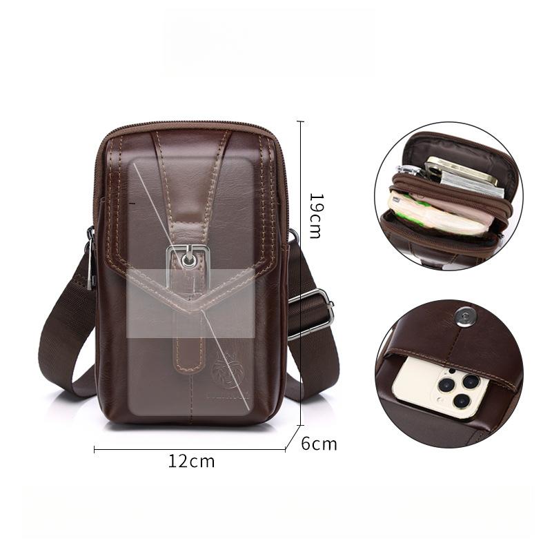 Herren One-Shoulder Messenger Handytasche Retro Multifunktionale Schnalle Handy Hüfttasche Lässige Herrentasche