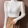 Top Half Turtleneck Skinny New Season Bubble Sleeve Women's Sweater Foreign Style