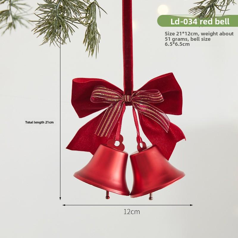 Christmas Creative Ornaments for Christmas Tree, Bow-shaped Ironwork Circular Bell Pendant, Festive Scene Decoration