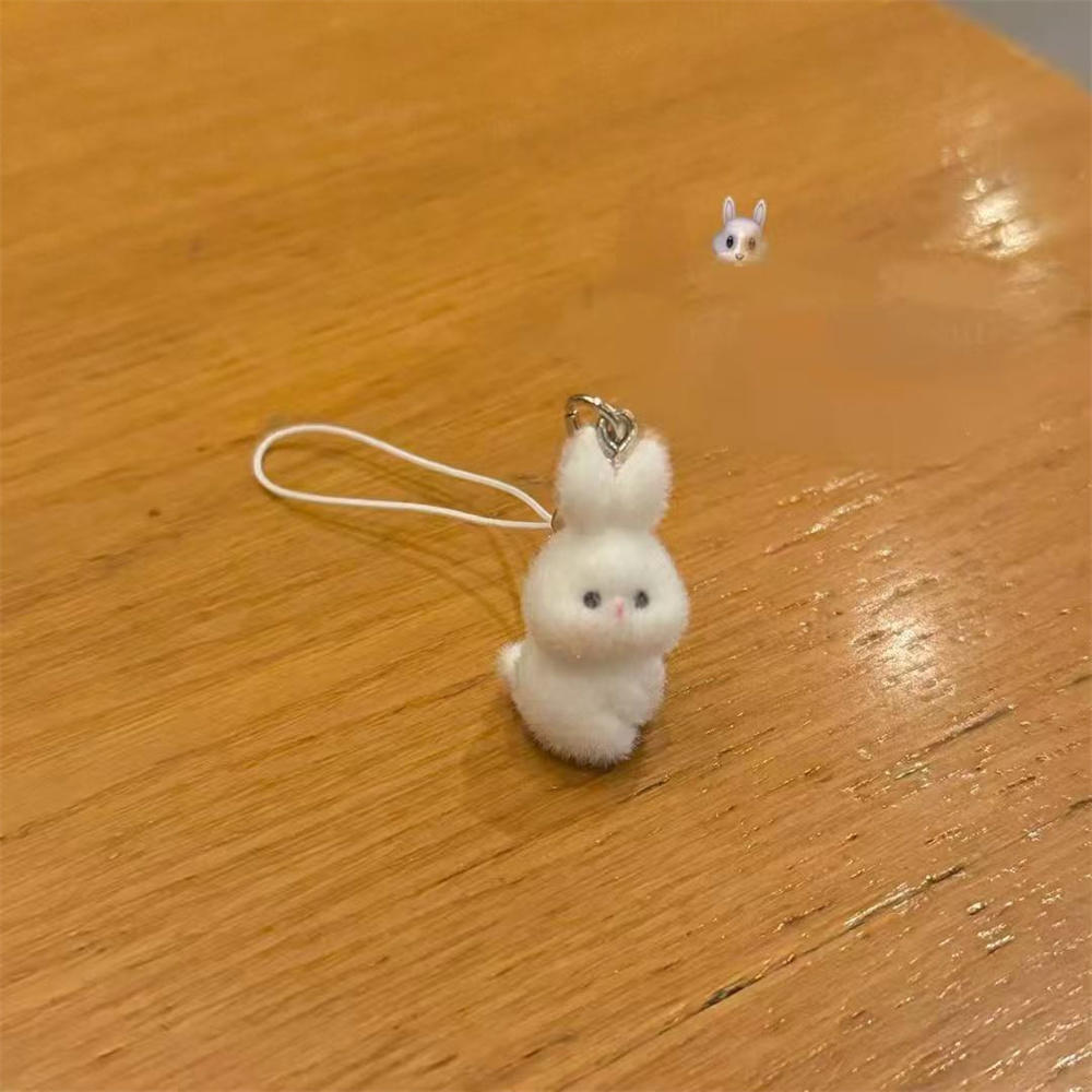 Cute Flocked 3D Resin Bear Keychain Sweet Creative Student Phone Chain Pendant Bag Accessory Phone Strap Gift