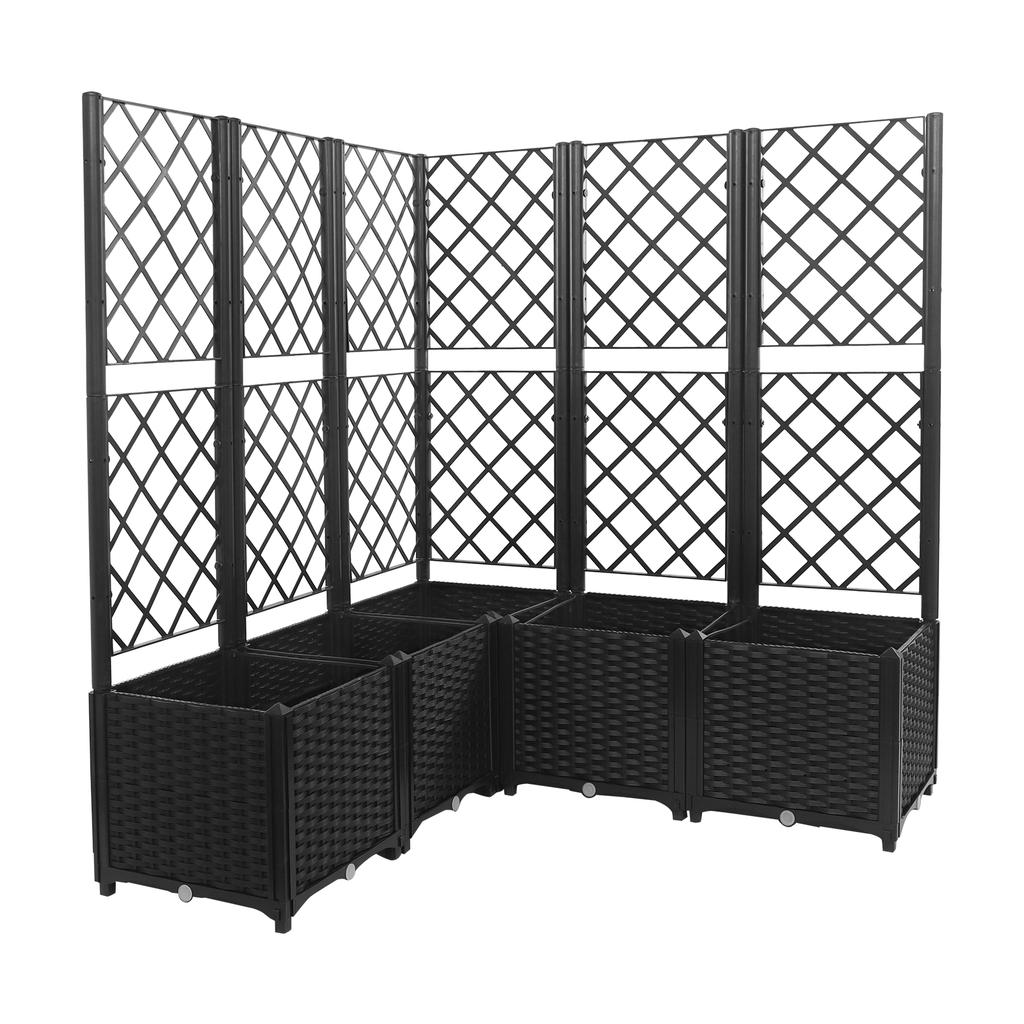 5PCS Plastic Plant Box Raised Garden Bed with Trellis Planter for Climbing Plant Raised Box Privacy Screen for Patio Balcony