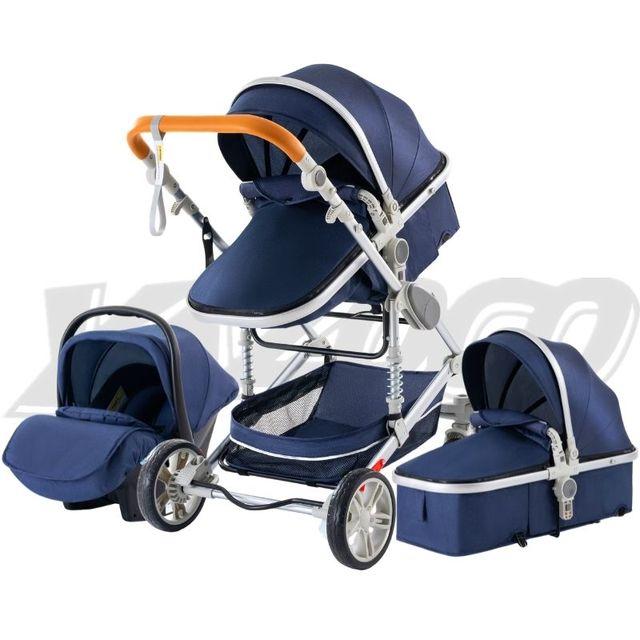 Poussette 3 En 1 Compacte YAZOCO - Siège Auto Nacelle - Tout Terrain - Pliable - Pour Nouveau-Né à Enfant