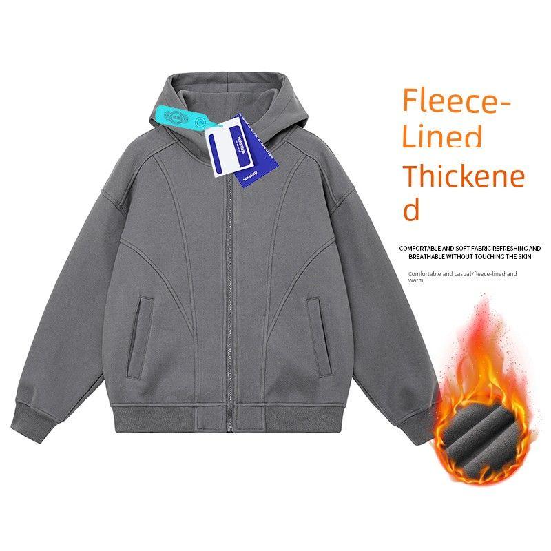 Wassup American-Style Deconstructed Heavyweight Cardigan Sweatshirt for Men, New Loose Casual Couple Hooded Jacket for Autumn and Winter