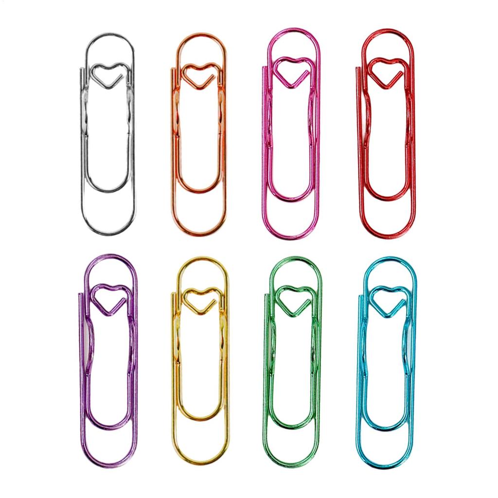 8pcs Cute Pen Clip Bookmarks Heart-Shaped Paper Clips for School Supplies Pencil Case & Planner Accessories