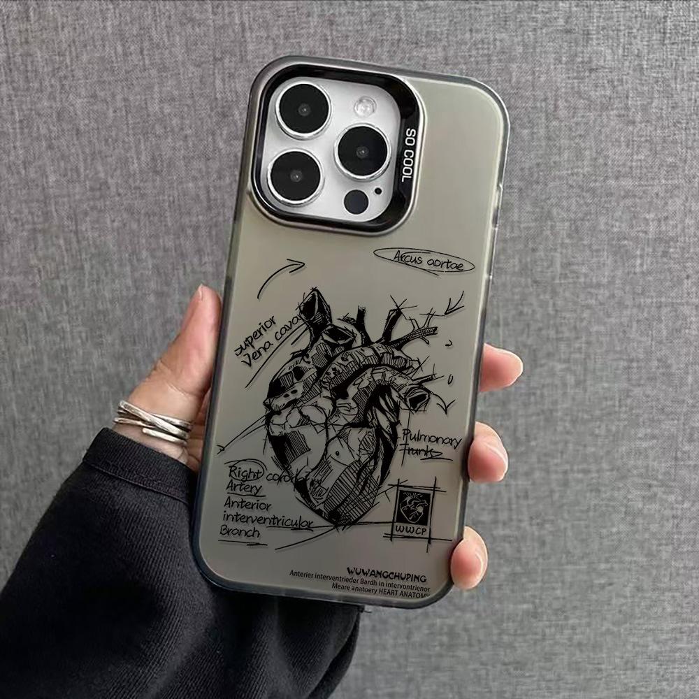 Graffiti heart for iPhone17 Pro Max mobile phone case Apple 15/14 niche 16Pro large hole anti-drop