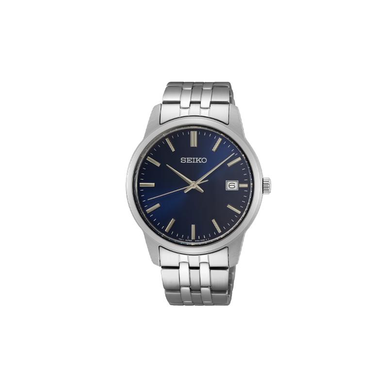 SEIKO 50 meters waterproof Quartz Steel Strap men s watch blue dial SUR399P синий