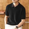 Camisa Polo de Punto de Seda Helada Retro Americana para Hombre Jie Lei Nuo