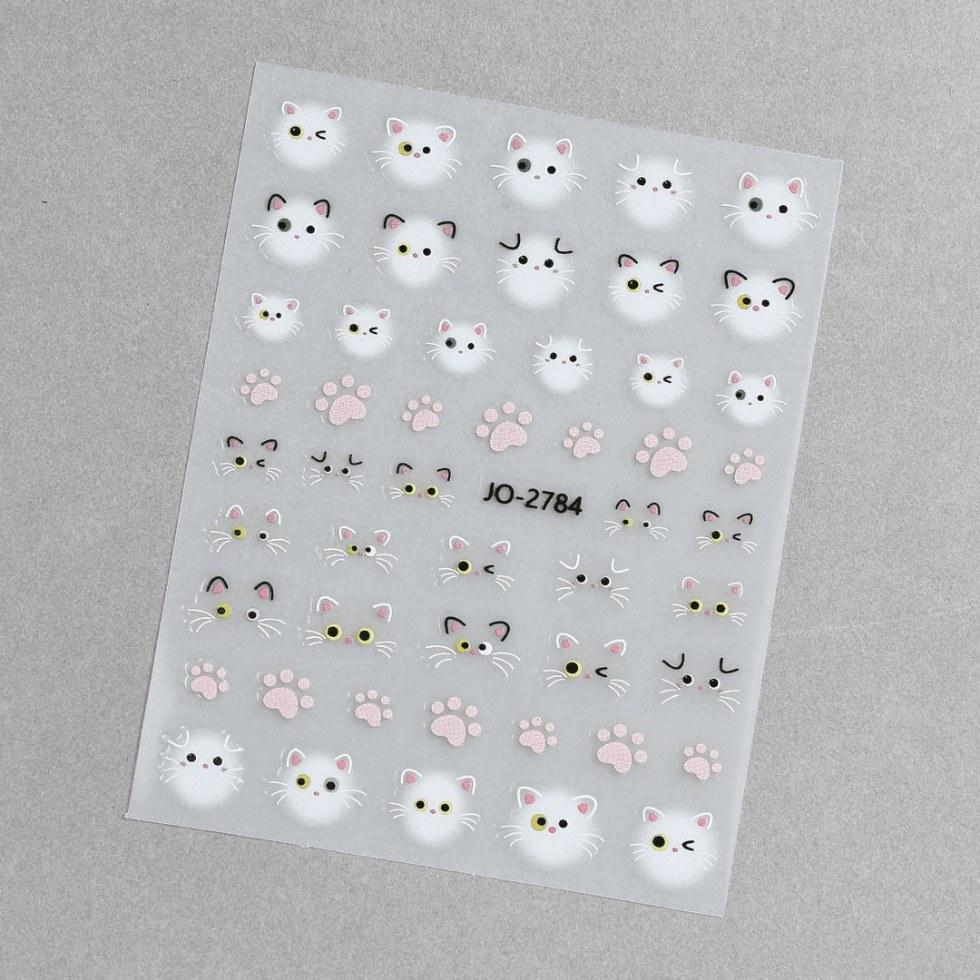 BEPAN Cute Little Siamese Cat Nail Sticker Water Decal Nail Art Sticker Press on Cute Expression Decal Stickers Nail Decoration