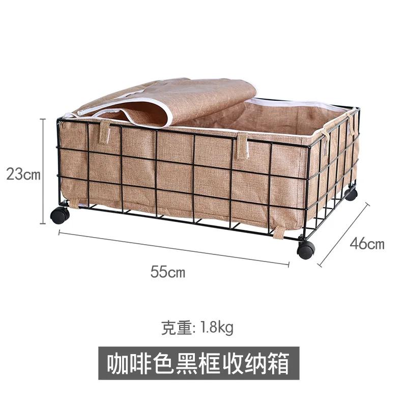 Schlafzimmer Unterbett Aufbewahrungsbox mit Rädern Abnehmbarer Großer Eisen Kleider Aufbewahrungskorb Großer Platzsparender Wohnzimmermöbel