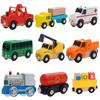 NEU Holz Magnetischer Zugwaggon Lokomotive Krankenwagen Feuerwehrwagen Holz Eisenbahnzubehör passend für Holzschienen Spielzeug