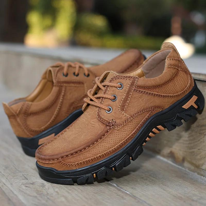 

Модная мужская повседневная обувь из натуральной кожи, мужская обувь, дышащая, мужская дизайнерская обувь, модные туфли-оксфорды на шнуровке, большой размер 48 13 светло-коричневого