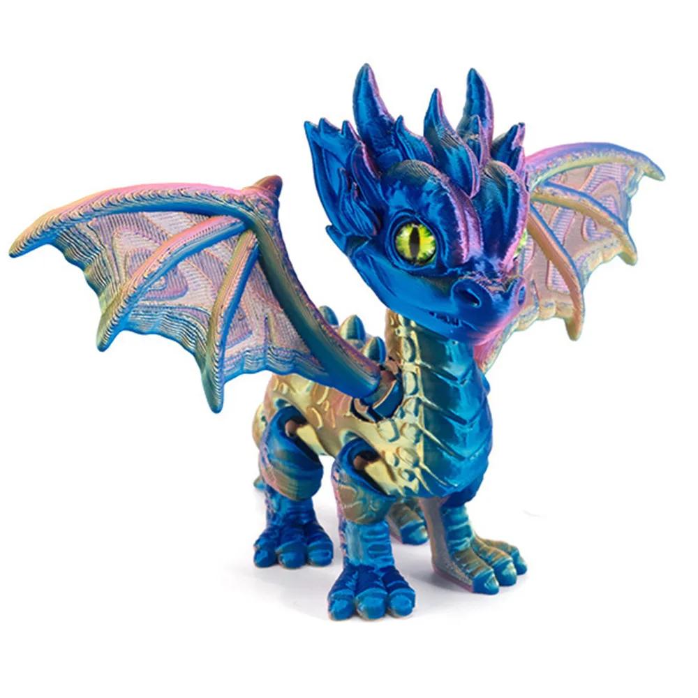 3d Printed Dragon Figurine Small Flying Dragons Multi-jointed Movable Desk Decoration Home Decor
