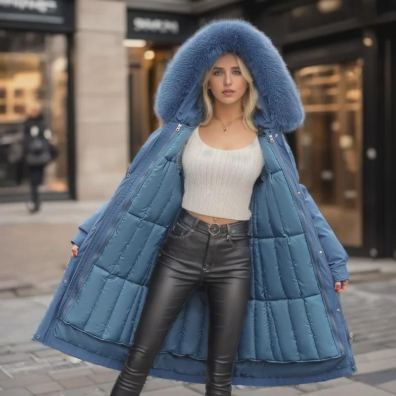 Live Gall Women's Winter Padded Coat - Removable, Three-in-One Long Over-the-Knee Thickened Cotton Outerwear