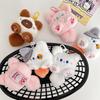 Cute Fluffy White Cat Ball Keychain Pendant - Cartoon Bag Charm with Small Doll Clothes