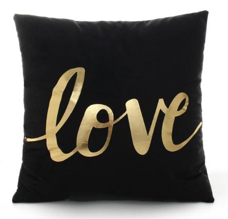Gold Bronzing Cushion Decorative Pillows Black And White Love Home Decor Sofa Throw Pillow Almofadas Decorativas Para Sofa 45Cm
