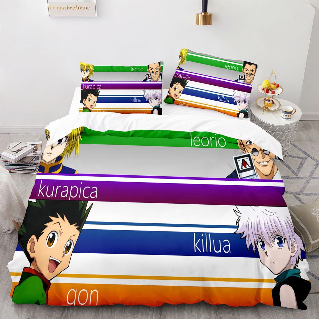 Hunters Killua Gon Freecss Duvet Cover Pillowcase Hunter Hunter Bedding Set Adult Bedroom Decoration Single Double Large Size