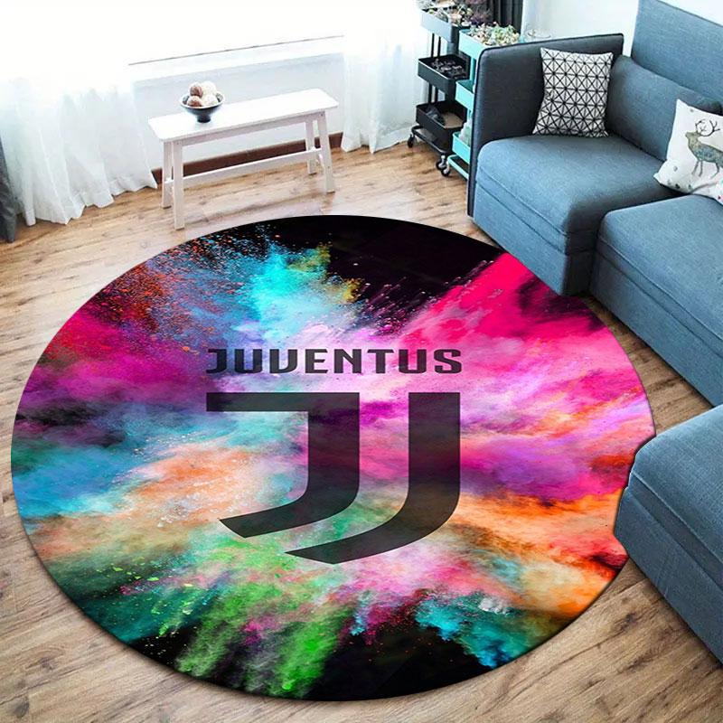 Juventus Football Club Round Area Rug,Carpet Rug for Living Room Bedroom Sofa Playroom Decor,Non-slip Floor Mat
