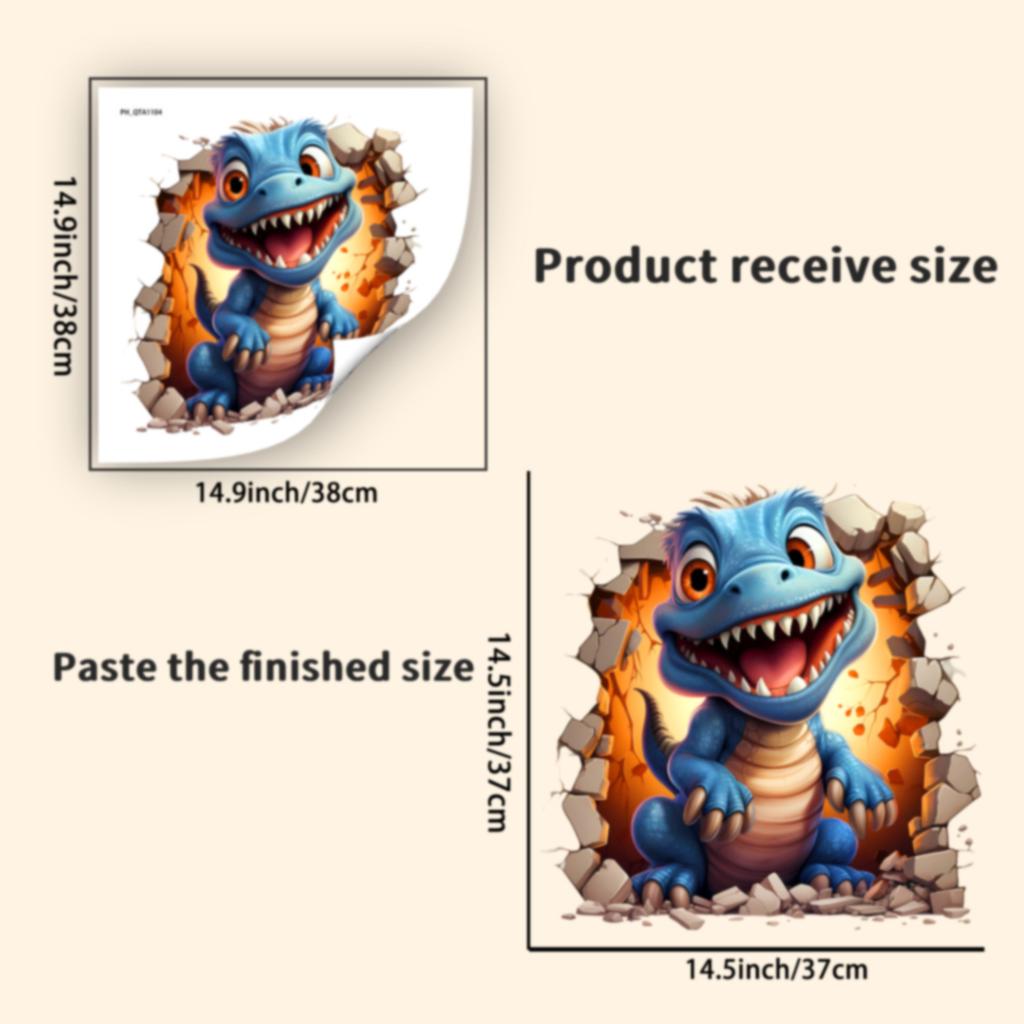 Ancient Creature Breaking Wall Dinosaur 3D Wall Sticker Creative Home Decor Removable Self-Adhesive