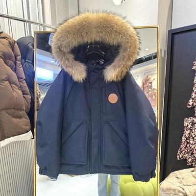 Winter neu Waschbär großer Pelzkragen mittellang und lang Daunenjacke Damenmantel Arbeitskleidung Herren und Damen Paare verdickt mit Kapuze